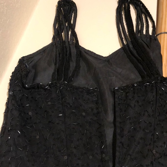 100% silk, hand beaded gown w split. Sz M. - Picture 5 of 5